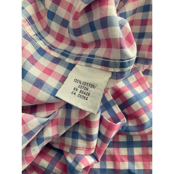 Bugatchi Uomo Men's Classic Fit Blue/Pink Plaid Short Sleeve Shirt *Unsized.Read - Picture 4 of 6
